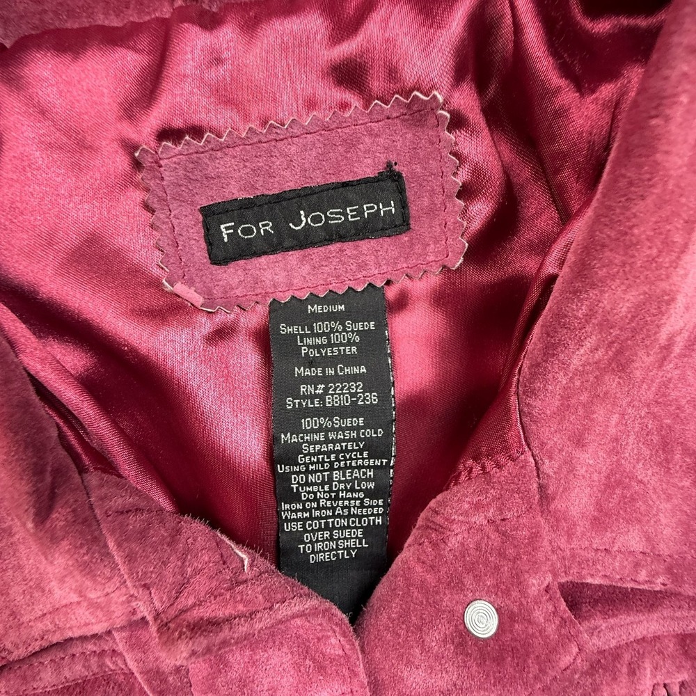 For Joseph M Pink Suede Leather Jacket Womens Button Front Y2K Vintage - Picture 2 of 6